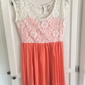 orange and cream colored dress